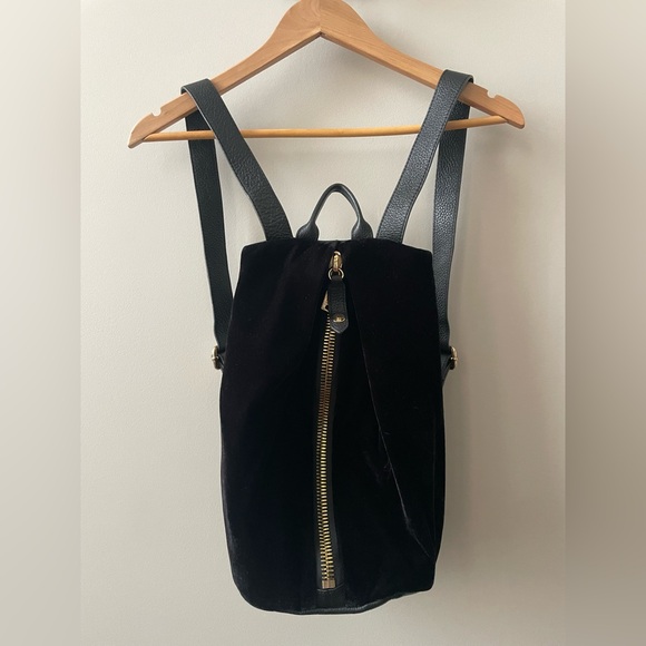 Aimee Kestenberg Tamitha Backpack Purse. Leather/velvet with gold accents. - Picture 3 of 13